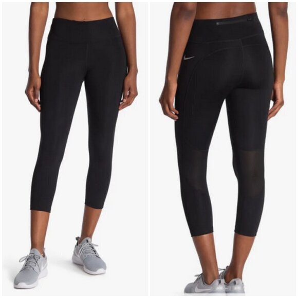 💕NIKE💕 Fast High Waisted Crop Leggings ~ Black XXL NWT - Picture 1 of 14